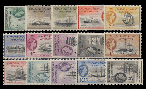 1536 Falkland Islands Dependencies 1954 62 ½d to 1 set of fifteen