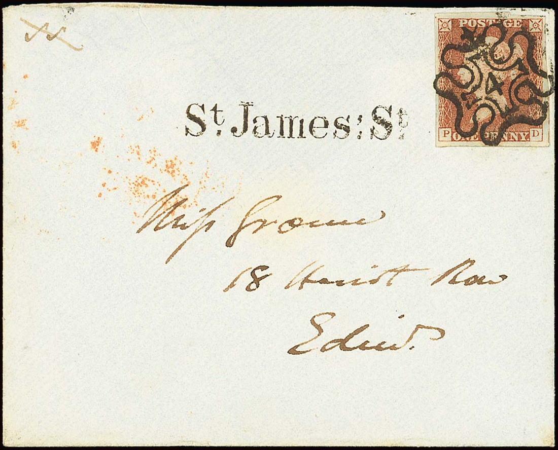 1729 - Great Britain 1841-53 One Penny Red-Brown Cancellations Numbers...
