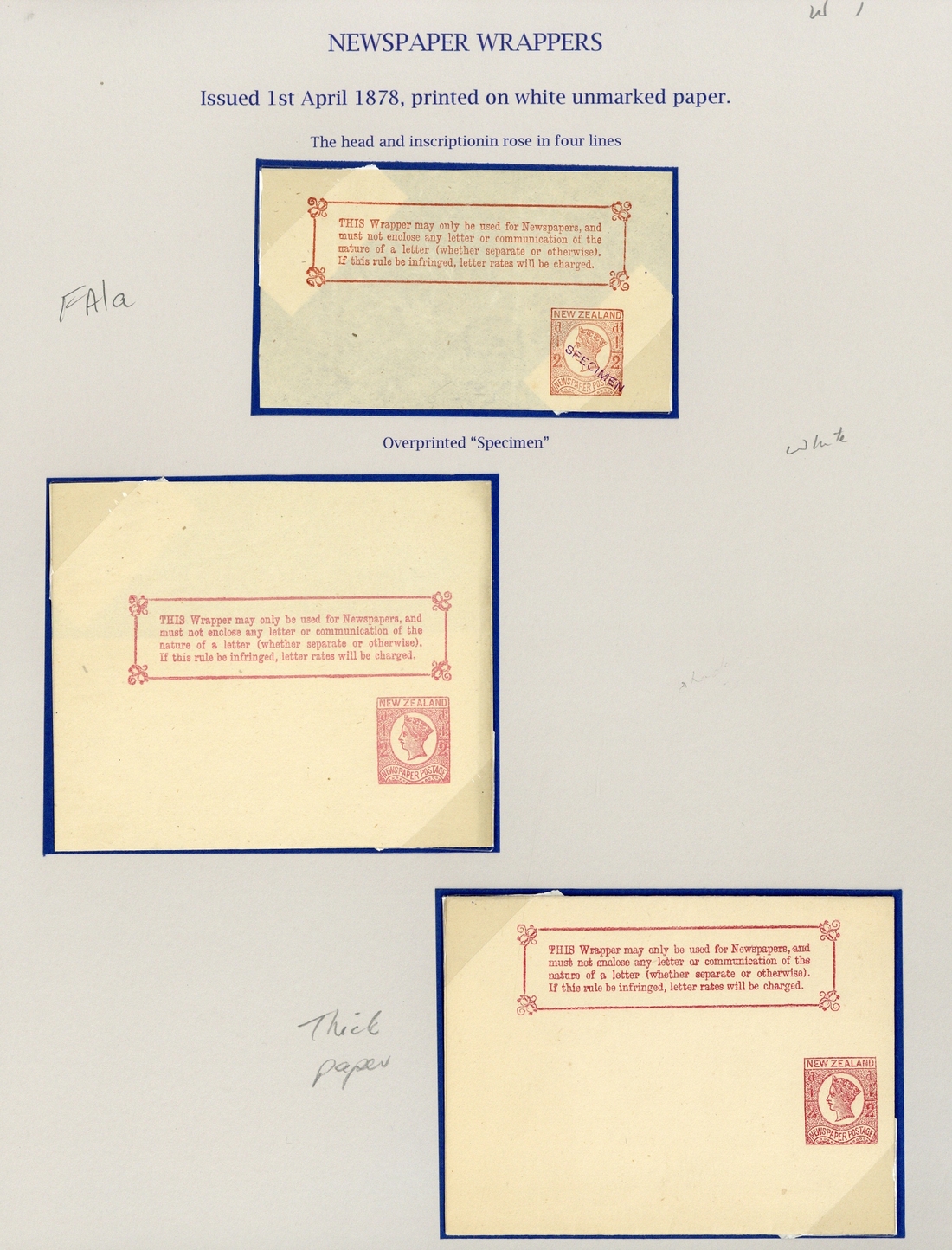 2454 - New Zealand Postal Stationery Wrappers 1878 ½d. large piece with...
