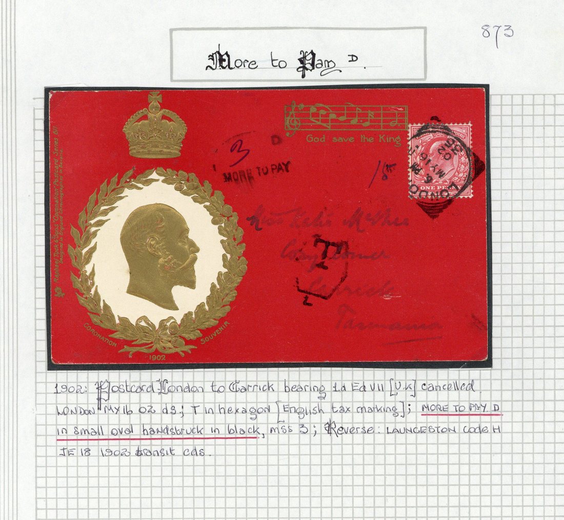 250 Tax Markings 190209 envelope (from USA) and postcards (6, four...