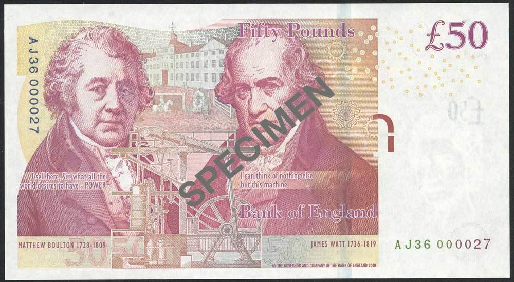 170 - Bank of England, Victoria Cleland, £50 (2), ND (2014), serial nu...