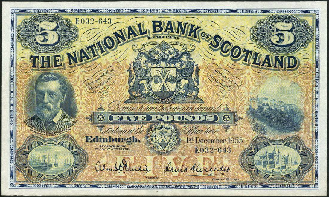 2796 - National Bank Of Scotland Limited, £5, 1 July 1936, Serial Numbe...