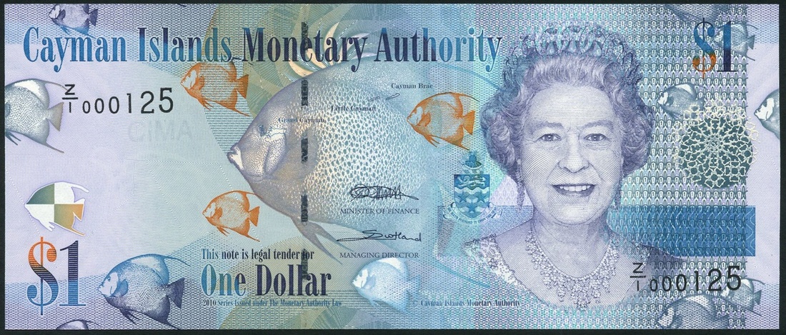 1293 - Cayman Islands Monetary Authority, $1, serial number Z/1 000125,...