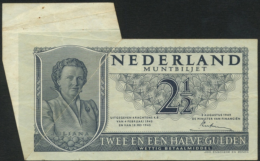 588 - ERROR: Nerderland Muntbiljet, 2½ gulden, 8th August 1949, (Pick...