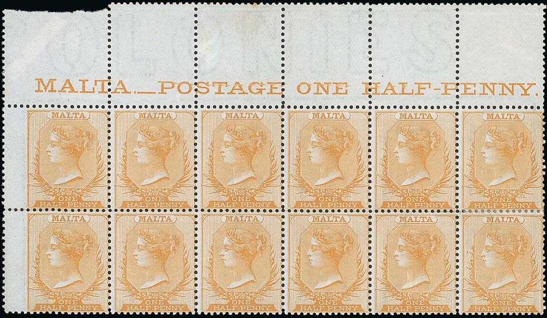 851 Malta Issued Stamps 186084 Halfpenny Issued Stamps CC ½d. yello...