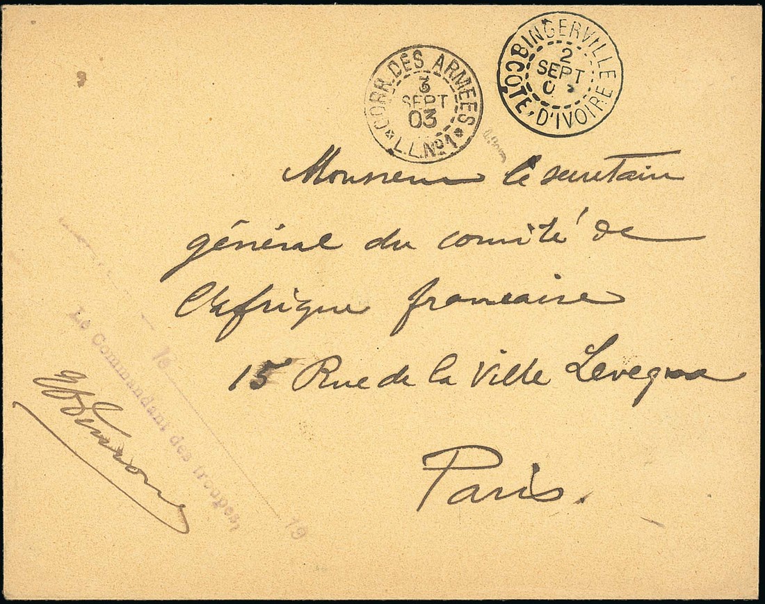 730 - Ivory Coast Small Village Use Bingerville: 1903 (2 Sept.) stampl...