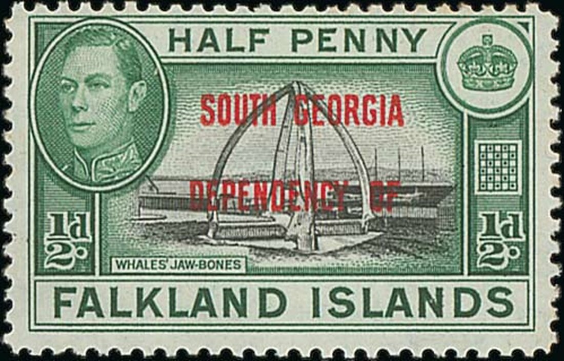 1048 - Falkland Islands Dependencies South Georgia 1944 (24 Feb.) ½d. B...