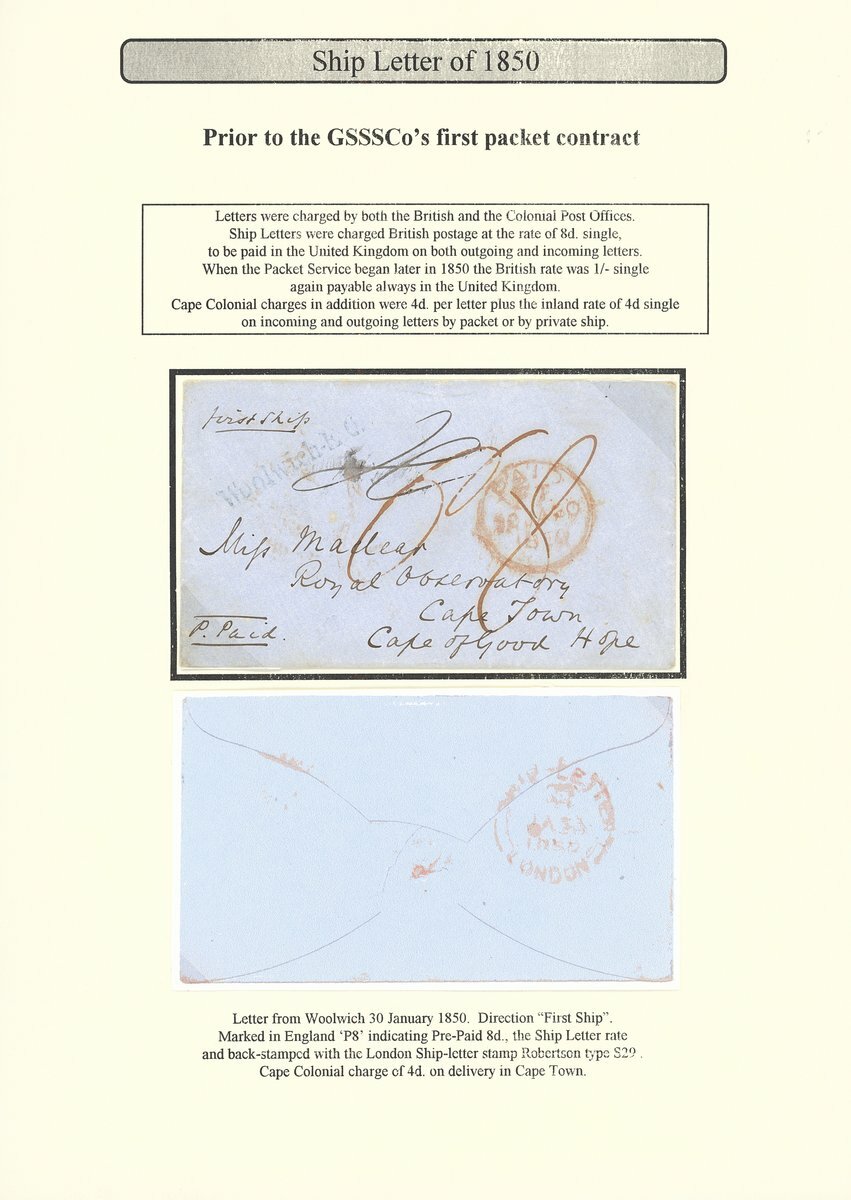 87 - Cape of Good Hope 1849-50 Packet Mail and Ship Letters Prior to...