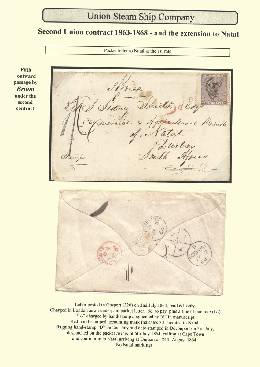 2047 - Great Britain Postal History Ship Letters 1863 (Dec.) and 1864