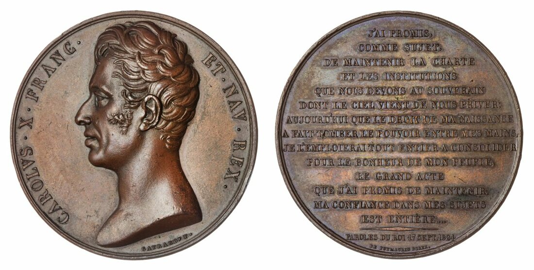 6336 - Carolvs X Franc Et Nav Rex Commemorative medal, AE medal, 1824,...