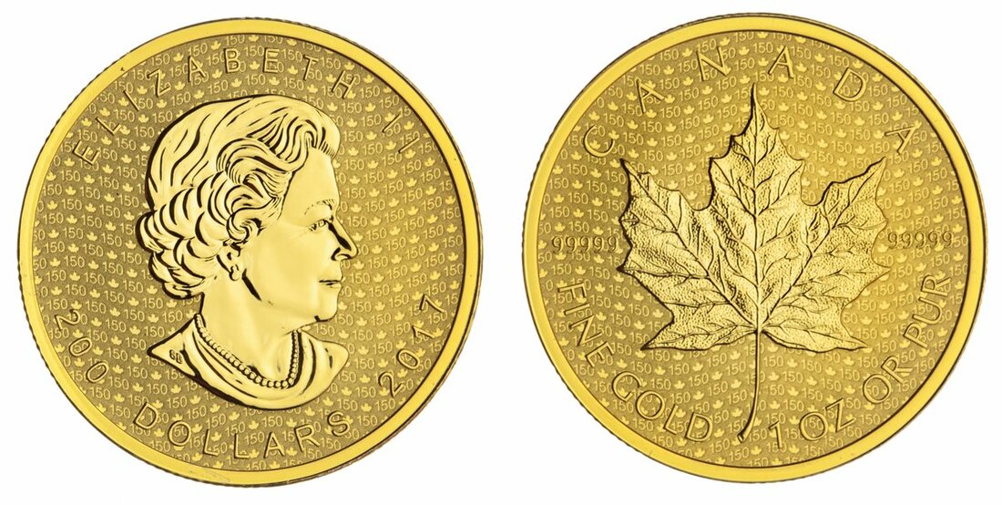7843 - Canada, Elizabeth II, Proof Maple, 2017, 1 Oz. .9999, Fine Gold,...