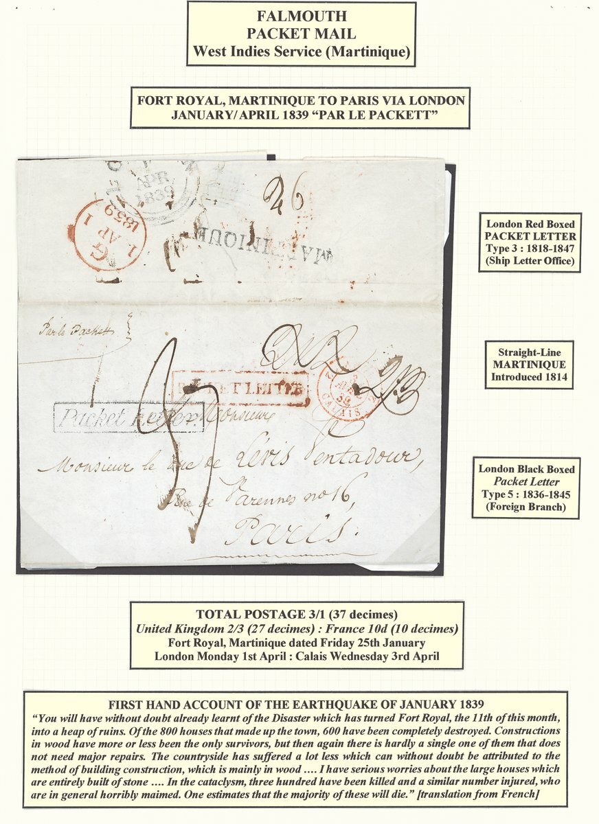 1314 - French Colonies Martinique 1783-1865 pre-stamp postal history se...