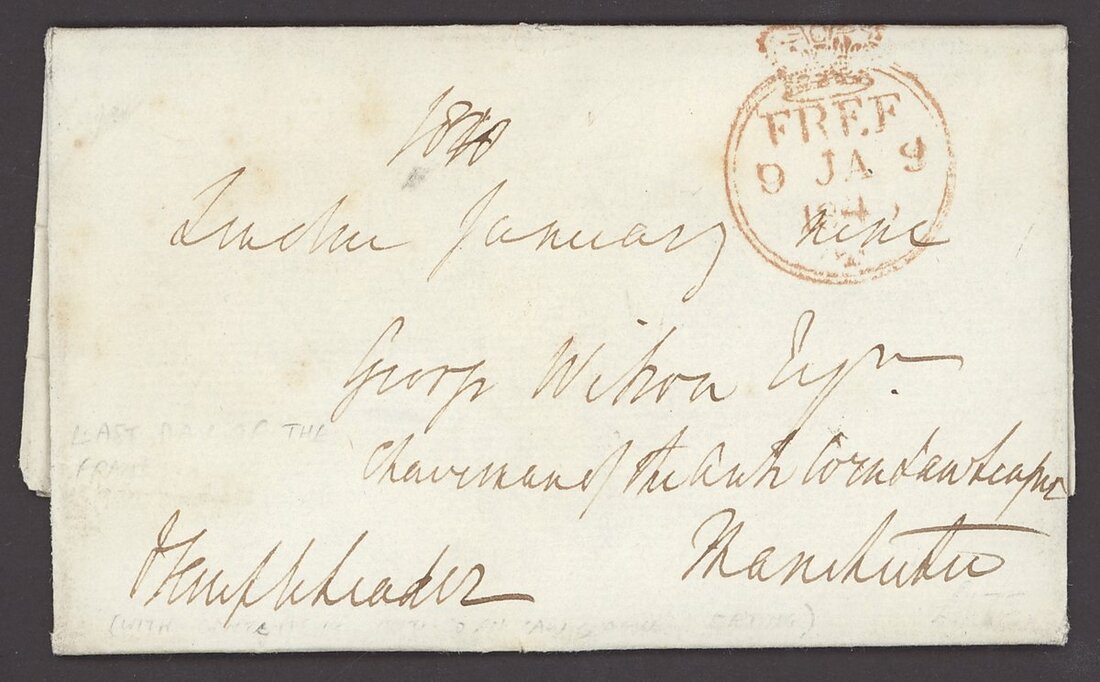 1039 - Great Britain Postal History 1840 (9 Jan.) entire letter to Manc...