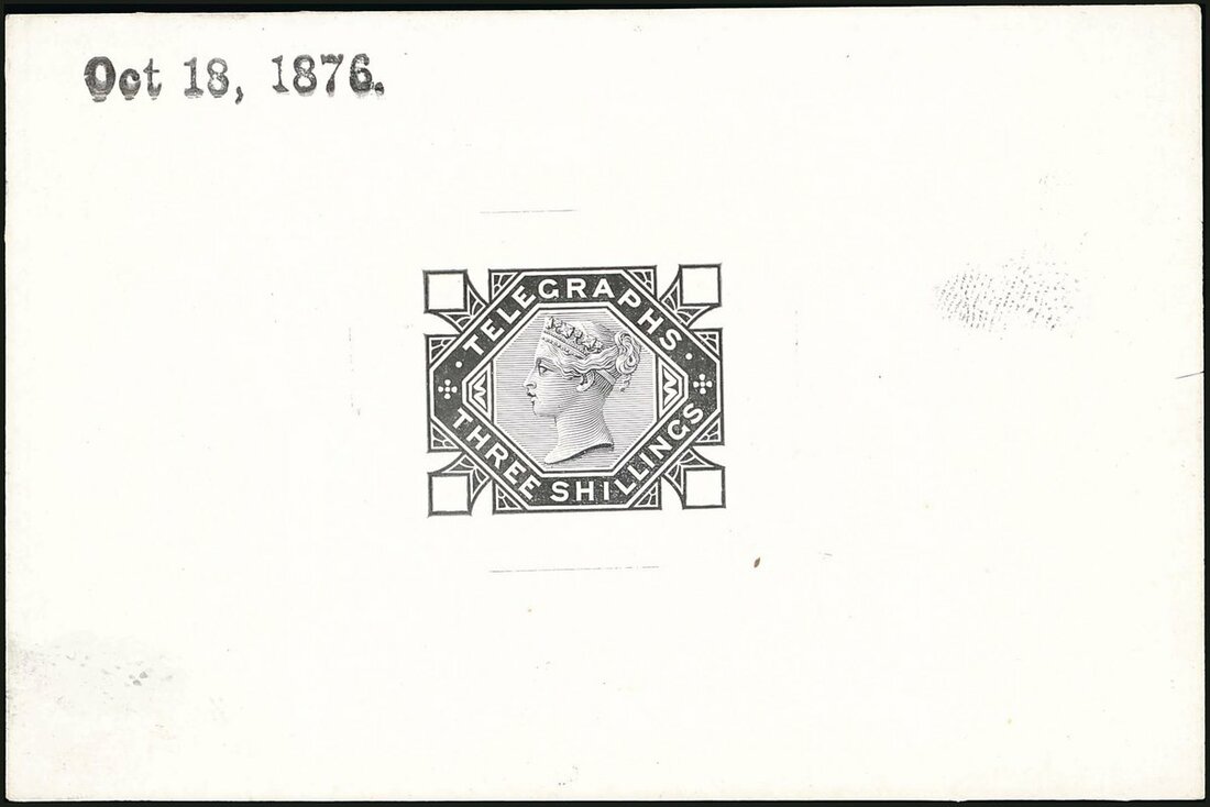 669 - Great Britain Post Office Telegraphs Issued Designs 3/- die proo...