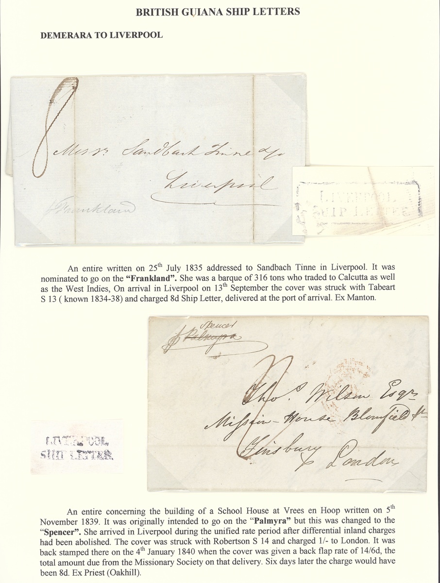 1230 - British Guiana Early Letters and Handstamps Demerara 1835 (14 Ja...