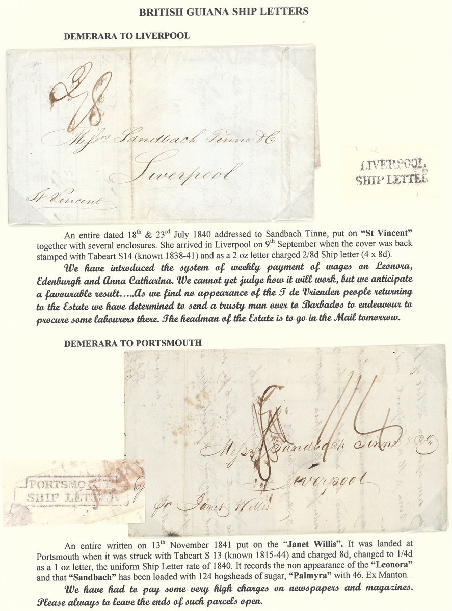 1232 - British Guiana Early Letters and Handstamps Demerara 1838 (Aug.)...