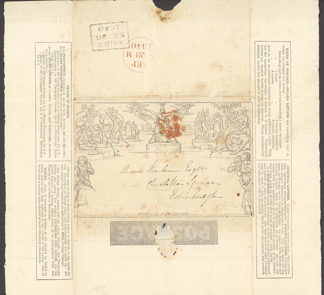 57 - Great Britain 1840 Mulready Printed Advertisements Envelope Adve...