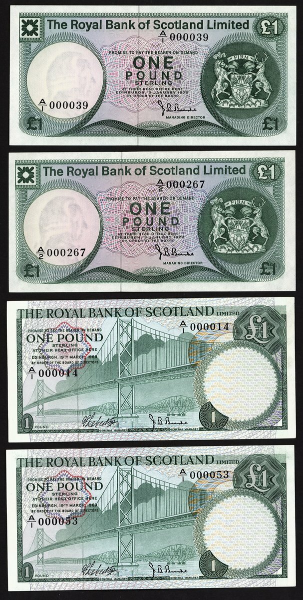 3493 - Royal Bank of Scotland, a group of low number £1 (4), (PMS RB68,...