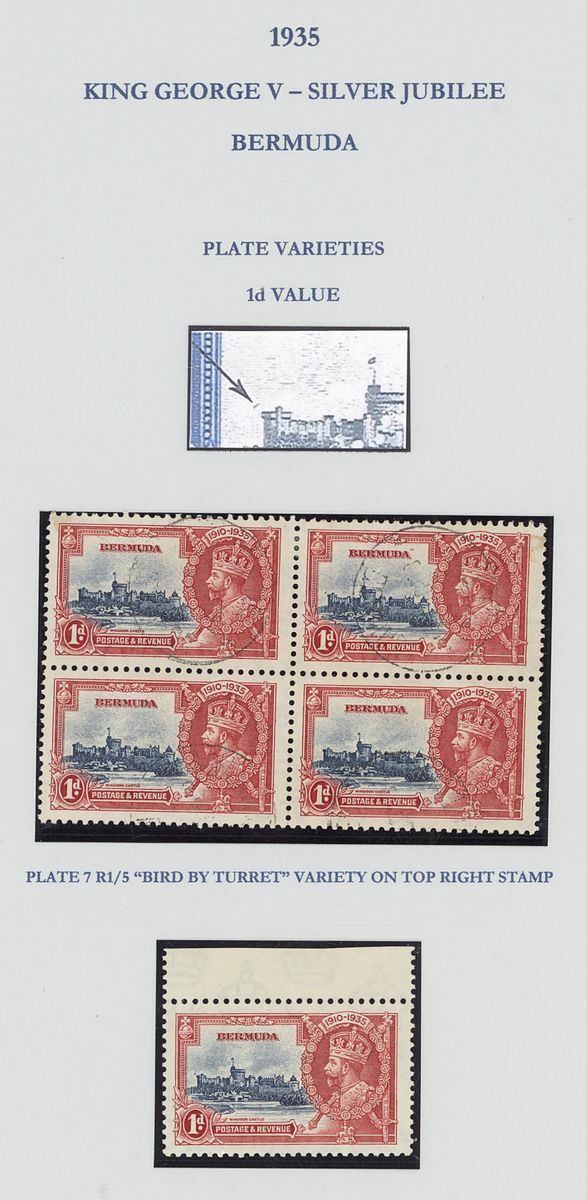 1079 Bermuda Issued Stamps 1d. deep blue and scarlet variety