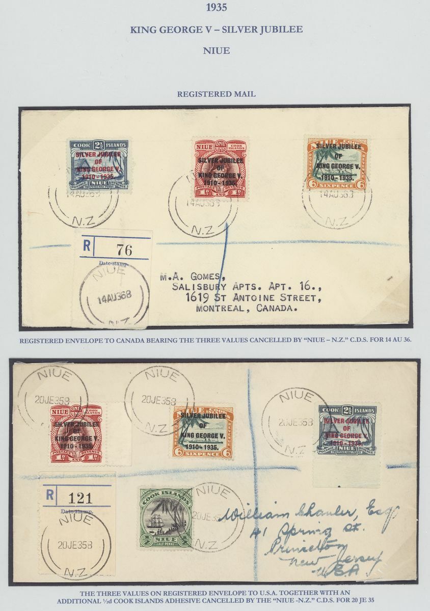 1336 - Niue Postal History A selection (17, fourteen registered) addres...