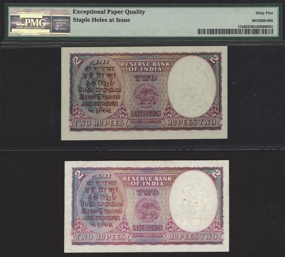 287 - Reserve Bank of India, [2 notes] 2 Rupees, ND (1937-1943), seria...