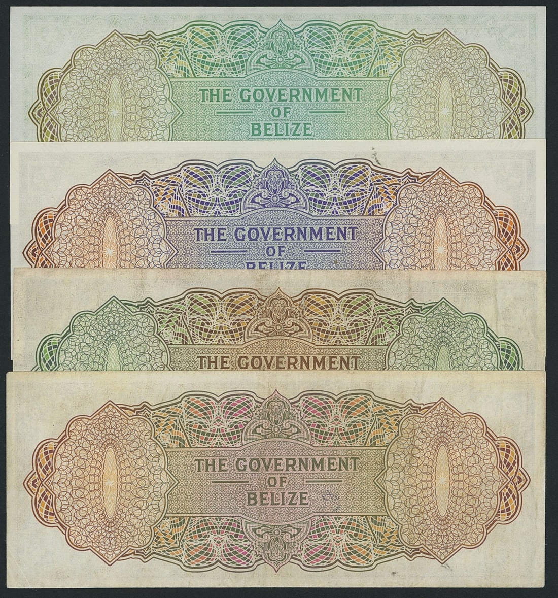 41 - [4 notes] Government of Belize, $1, $2, $10, $20, 1st January 19...
