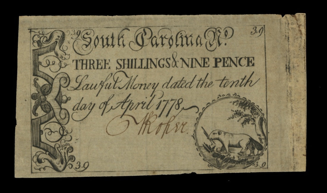 383 - South Carolina. SC-146, April 10, 1778. Three Shillings and Nine...