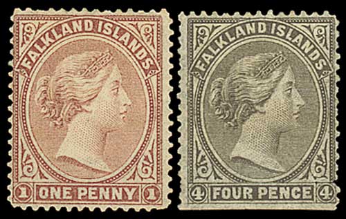 169 - Falkland Islands Queen Victoria Issues 1878-79 no watermark, 1d....