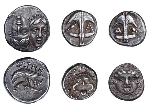 393 - Thrace, Apollonia Pontica (5th -4th cents BC), AR Drachms (2), 3...