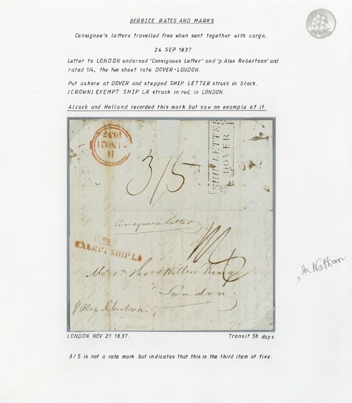 1020 British Guiana Early Letters and Handstamps Berbice 1837 (24 Sep...