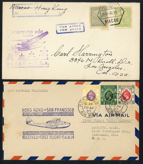 3174 - Hong Kong Covers and Cancellations Airmails 1937 (29 Apr.) first...