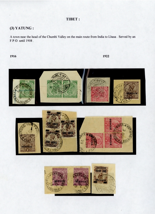 3429 Tibet Postal History Indian Stamps used in Tibet 191622 pieces...