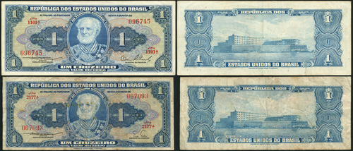 REPUBLICA DOS ESTATOS UNIDOS DO BRASIL UM CRUZEIRO 1954 PAPER CURRENCY