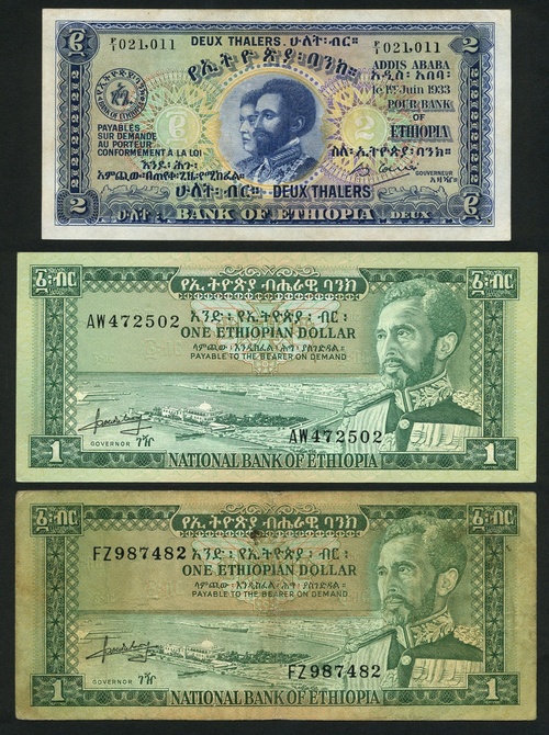 2213 - Bank of Ethiopia, 2 thalers, 1933, (TBB B101, 301 Pick 6, 25),