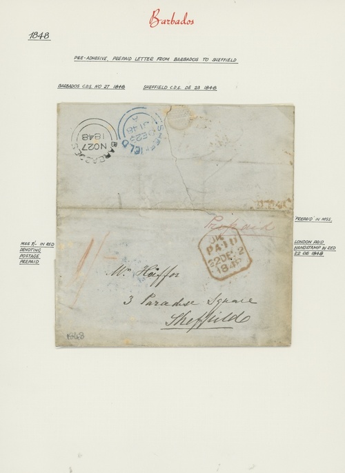 1148 - Barbados Early Letters and Handstamps 1845-60 entires/entire let...