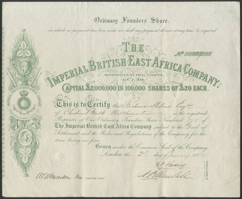 9 - British East Africa, Imperial British East Africa Company, ordin...