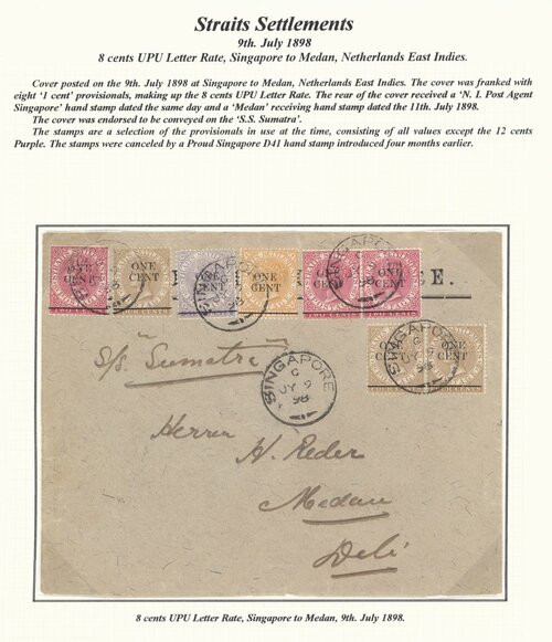 275 - Straits Settlements Covers and Cancellations 1898-1901 envelopes...