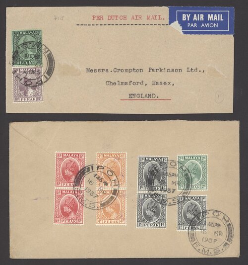 461 - Perak Covers and Cancellations Ipoh 1935-48 envelopes (34, three...