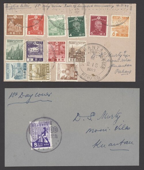 580 - Malaya Japanese Occupation Covers 1943-45 envelopes (5), 4c. sta...