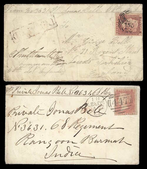 408 - Burma Military Mail Garrison Mail 1859 (Dec.) envelope headed 