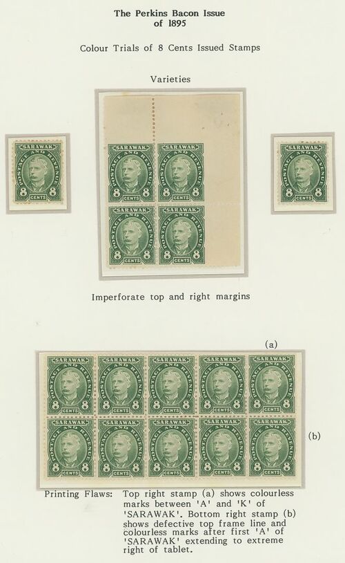 625 - Sarawak 1895 (Feb. - Sept.) Perkins Bacon Issue Proofs 2c. India...