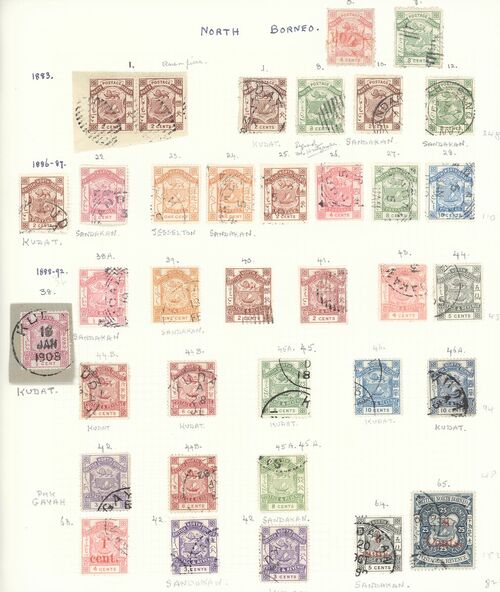 488 - North Borneo 1883-1905 used collection including 1883 (Mar.) 2c...