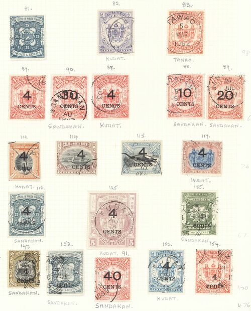 488 - North Borneo 1883-1905 used collection including 1883 (Mar.) 2c...