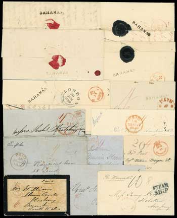 2470 - BAHAMAS Early Letters and Handstamps paid/at/bahamas Crowned Cir...