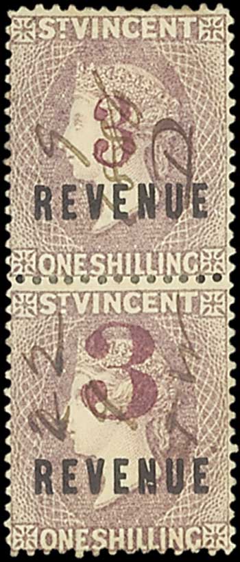 547 - ST. VINCENT Revenue Stamps 1888 Local Issue 