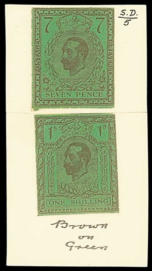 42 - 1910 Hentschel King George V Trials For Colour Only 7d. and 1/-...