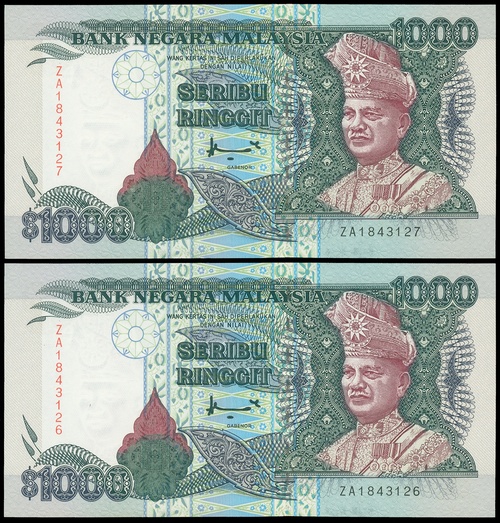 890 Bank Negara Malaysia A Consecutive Pair Of 1000 Ringgit Nd 19
